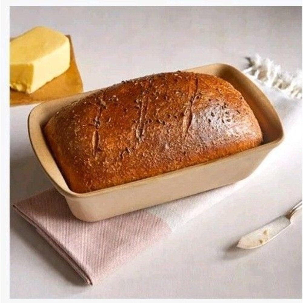 NIB Pampered Chef Stone Loaf Pan #100221 Stoneware Bread Baking Pan - Picture 4 of 4